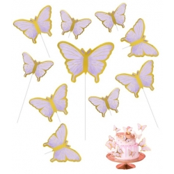 Topper piker dekoracja tort motyle roczek urodziny baby shower złoty 10szt